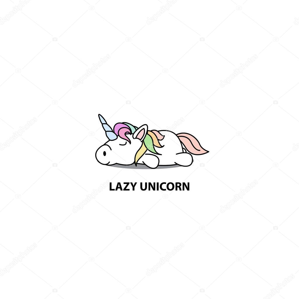 Lazy unicorn icon, logo design, vector illustration