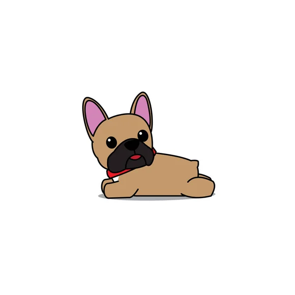 Bonito Francês Bulldog Cachorro Mentiroso Ícone Ilustração Vetorial — Vetor de Stock