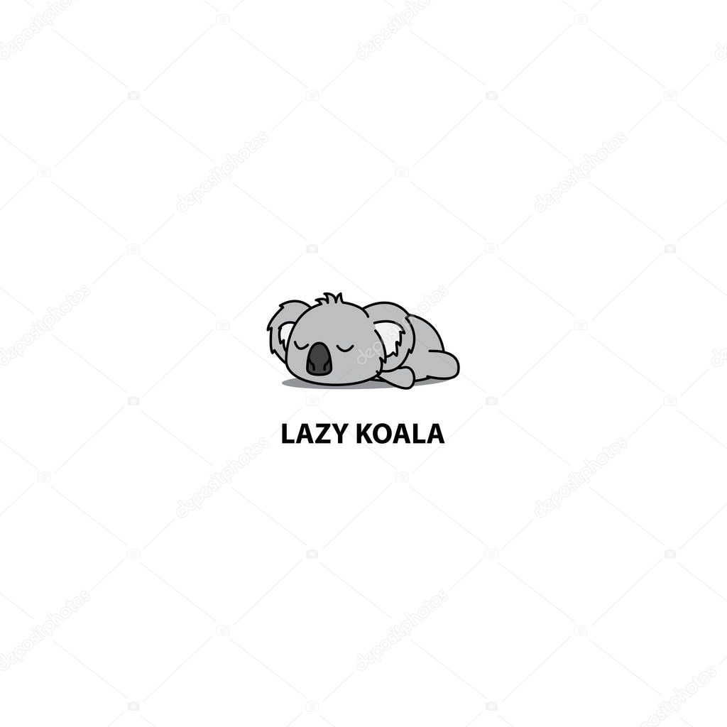 Lazy koala icon, logo design, vector illustration