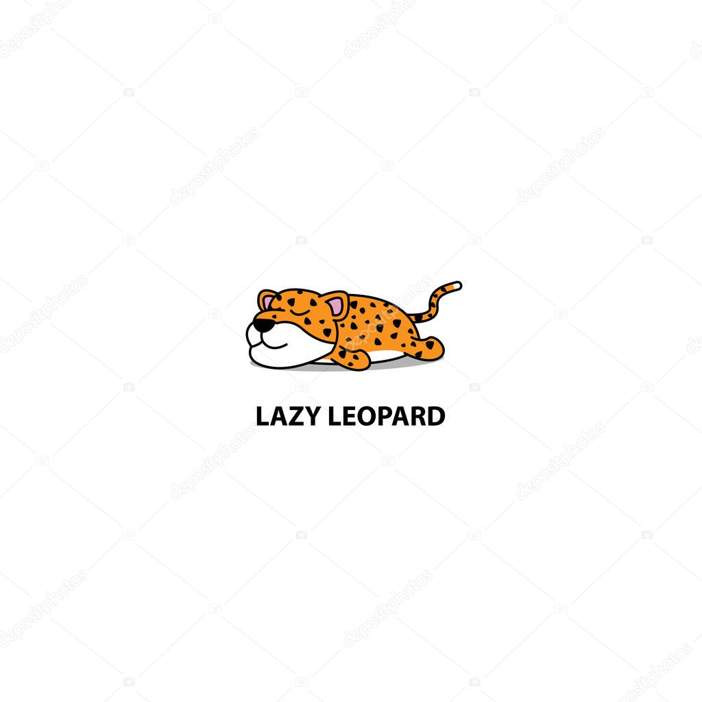 Lazy leopard sleeping icon, logo design, vector illustration