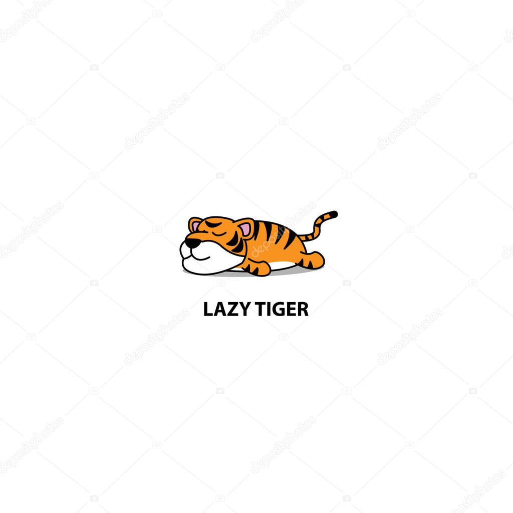 Lazy tiger sleeping icon, logo design, vector illustration
