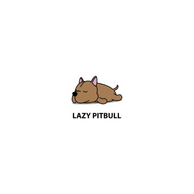 Tembel köpek, pitbull uyku simgesi, vektör çizim