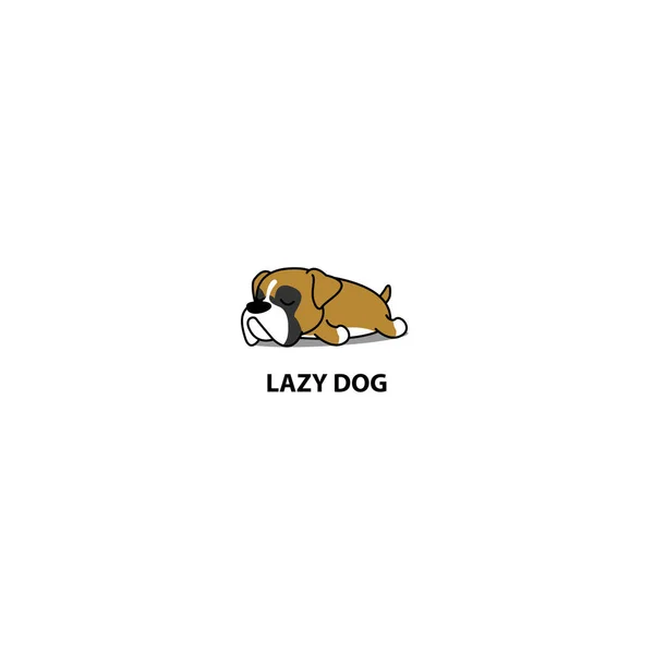 Ленивая Собака Милый Боксер Щенок Спящий Значок Логотип Дизайн Векторная — стоковый вектор