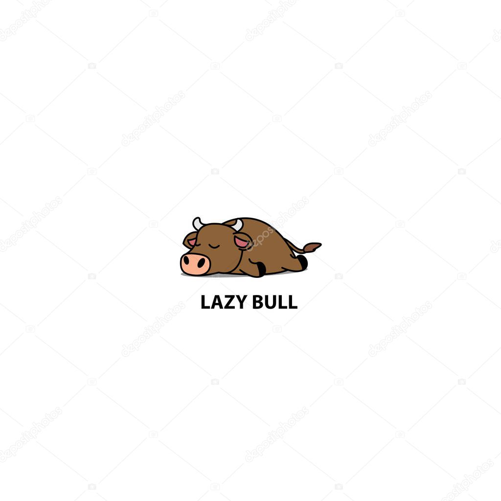 Lazy bull sleeping icon, vector illustration
