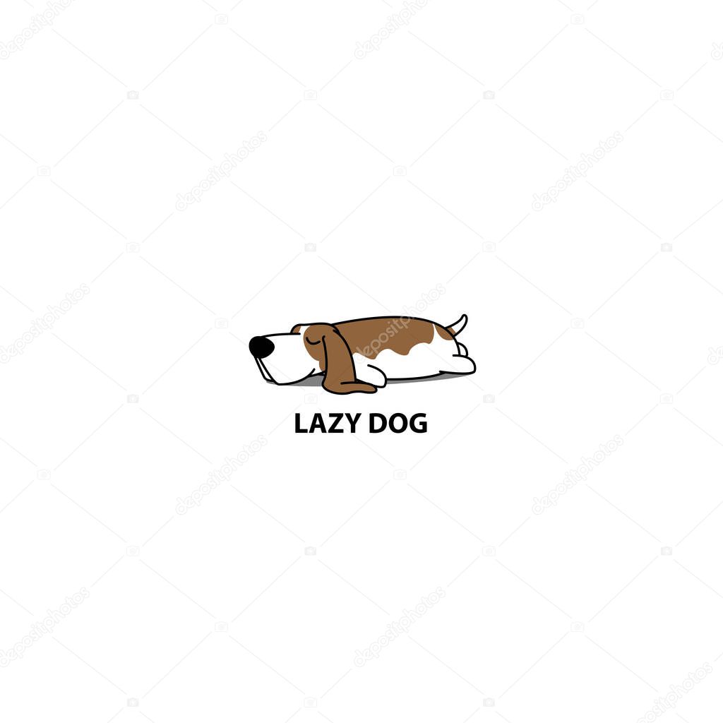 Lazy dog, cute basset hound sleeping icon, vector illustration