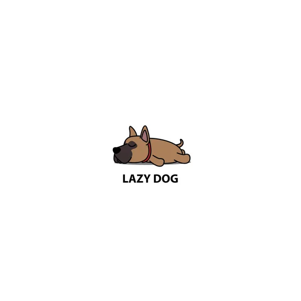 Lazy Dog Cute Brown Great Dane Puppy Sleeping Icon Vector — Stock Vector