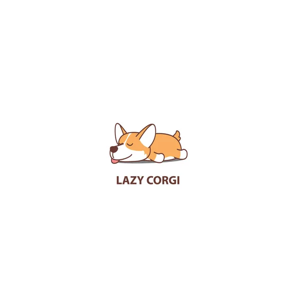 Lazy Dog Cute Corgi Puppy Sleeping Icon Logo Design Vector — Stock Vector