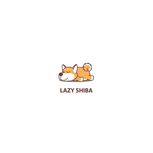 Líný Pes Roztomilý Shiba Inu Spící Ikona Logo Design Vektorové — Stockový vektor