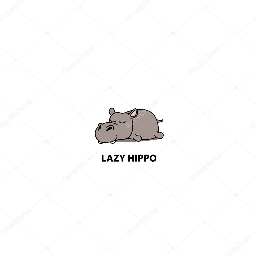 Lazy hippopotamus sleeping icon, vector illustration