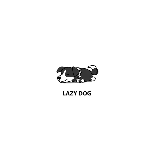 Ленивая Собака Милая Пограничная Колли Щенок Икона Сна Векторная Иллюстрация — стоковый вектор