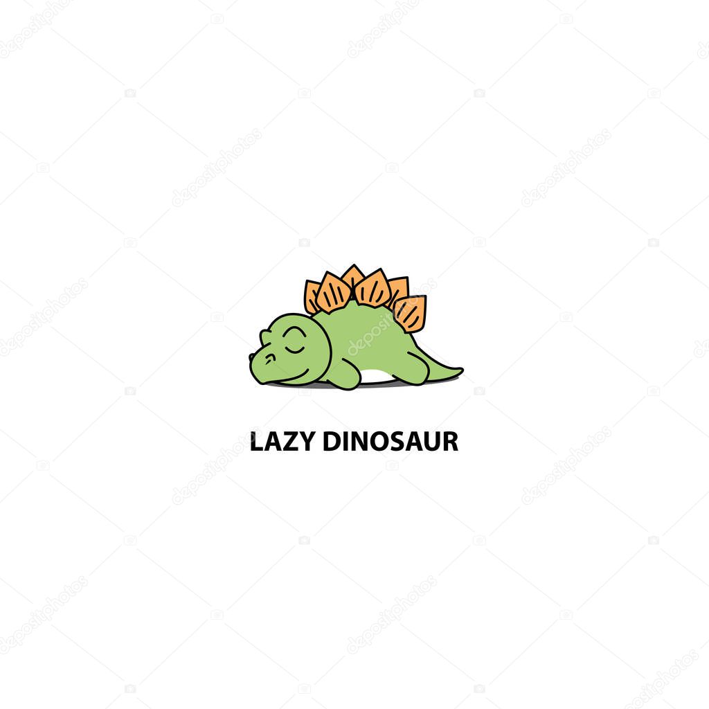 Lazy dinosaur, cute stegosaurus sleeping icon, logo design, vector illustration