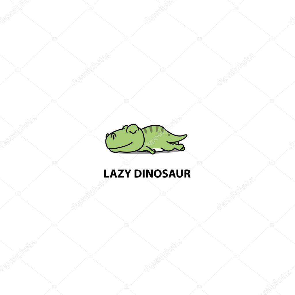 Lazy dinosaur, T- rex sleeping icon, logo design, vector illustration