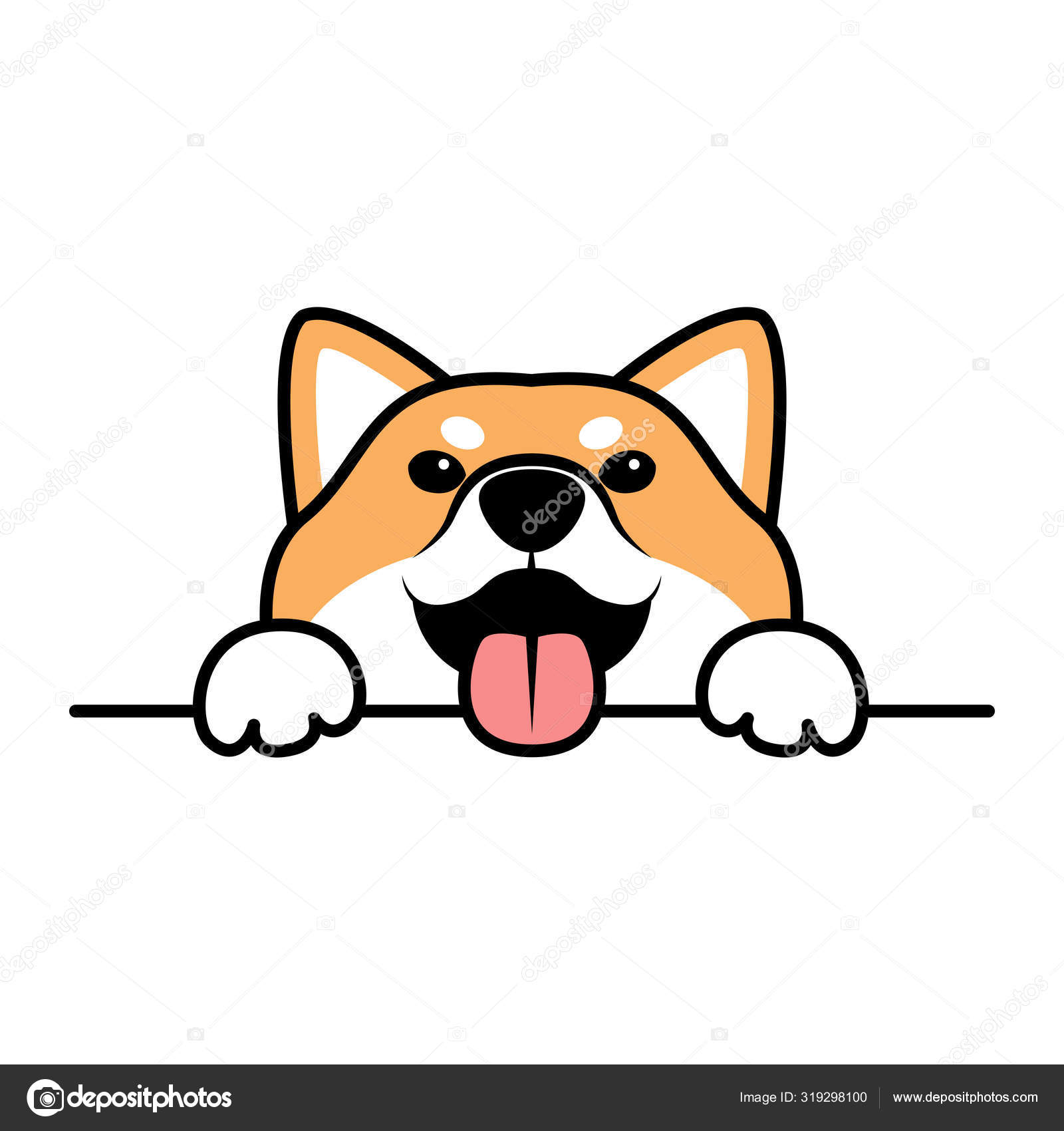 Cute Shiba Inu Dog Paws Wall Dog Face Cartoon Vector Vector Image By C Totostark Vector Stock