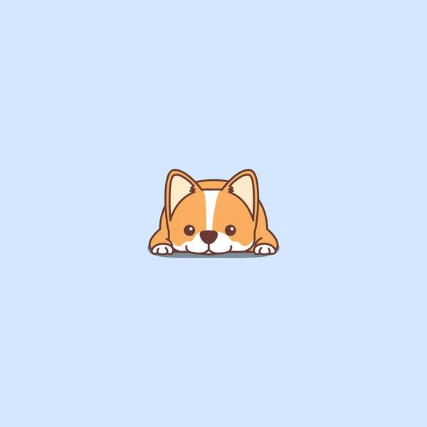 Lindo Perro Corgi Acostado Icono Dibujos Animados Vector Ilustración — Vector de stock