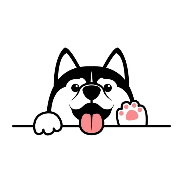 Cute Siberian Husky Dog Paws Wall Vector Illustration — Stock vektor