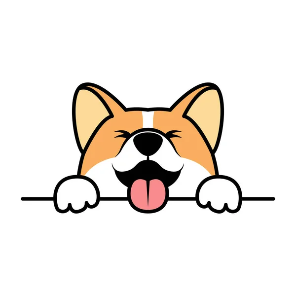 Corgi Hond Poten Omhoog Muur Vector Illustratie — Stockvector