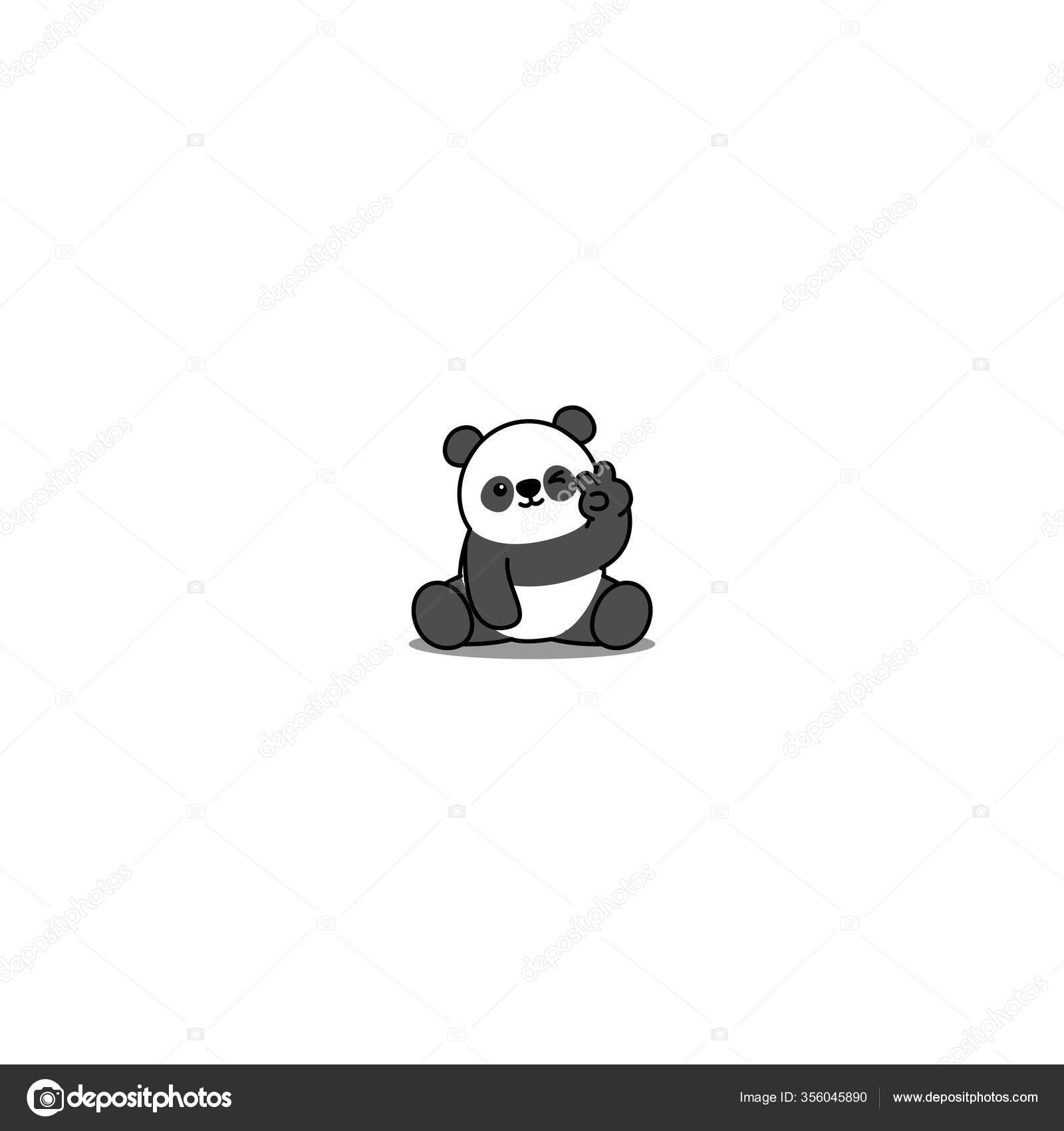 Patas de panda bonito acima parede, ícone dos desenhos animados de rosto de  panda