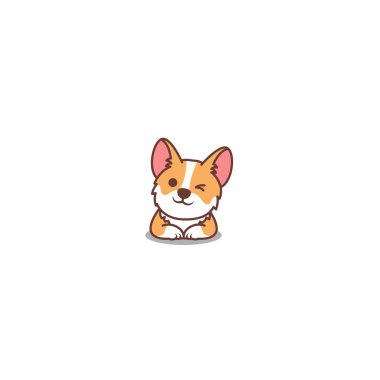 Şirin Corgi köpek göz kırpması, vektör çizimi