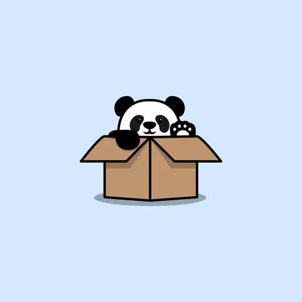 Niedlicher Panda Der Box Vektorillustration — Stockvektor