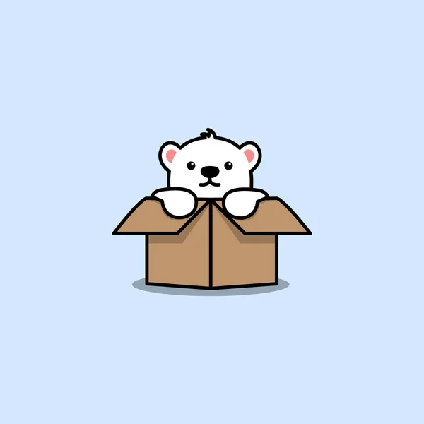 Roztomilý Lední Medvěd Krabici Vektorová Ilustrace — Stockový vektor
