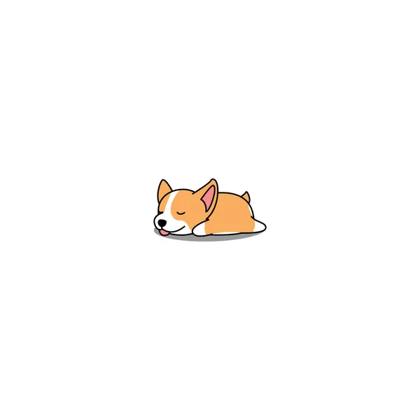 Bonito Galês Corgi Filhote Cachorro Dormindo Desenho Animado Ícone Ilustração —  Vetores de Stock
