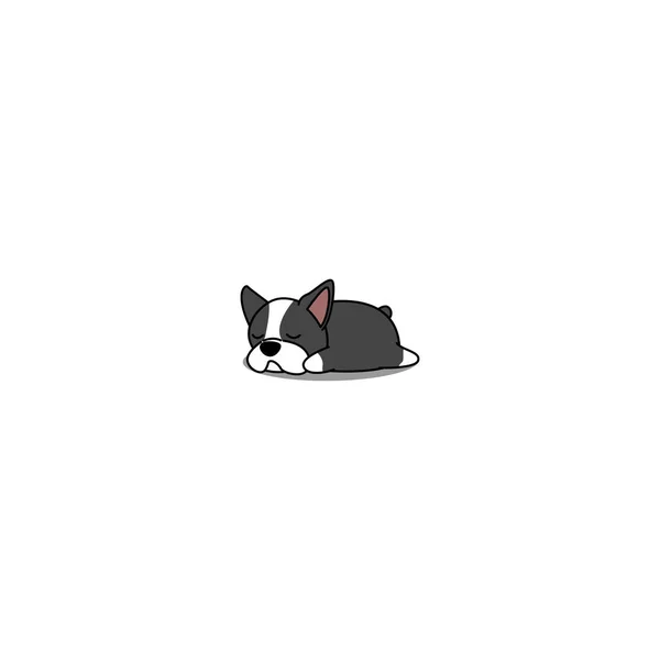 Draguta Boston Terrier Catelus Dormit Desen Animat Ilustrație Vectorială — Vector de stoc