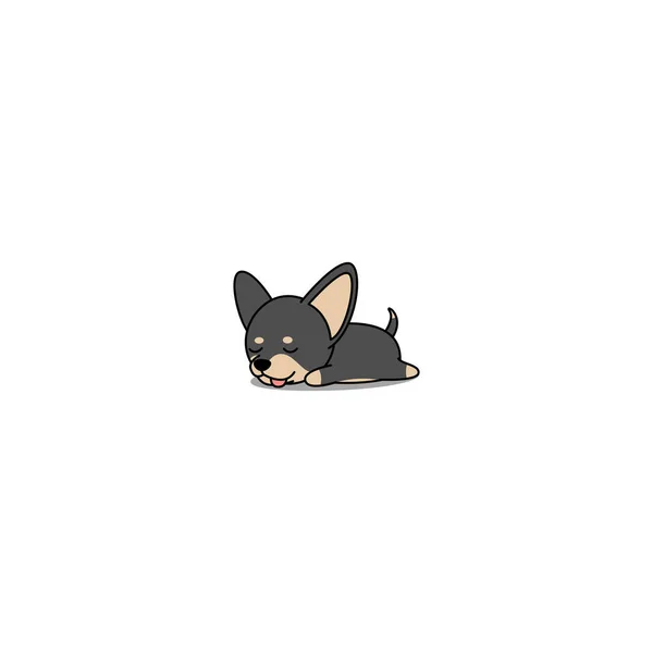 Cute Chihuahua Puppy Black Brown Color Sleeping Icon Vector Illustration — Stock Vector