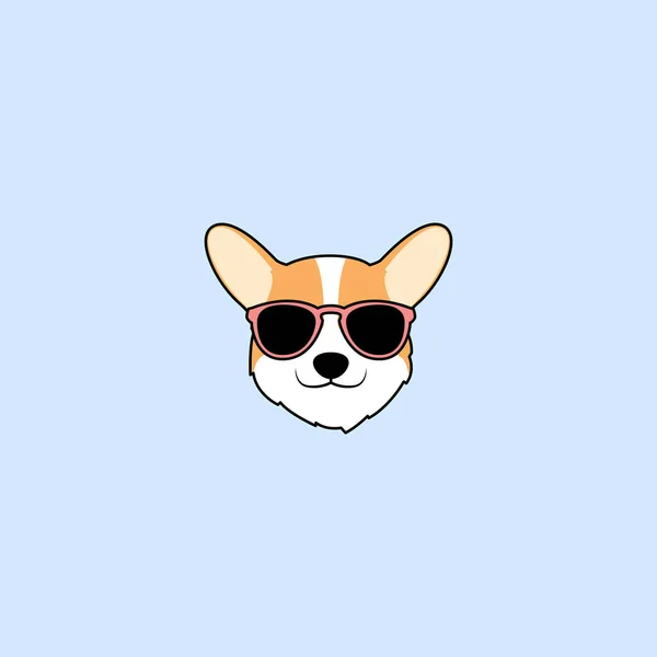 Χαριτωμένο Πρόσωπο Σκύλου Γυαλιά Ηλίου Κινουμένων Σχεδίων Διανυσματική Απεικόνιση — Διανυσματικό Αρχείο