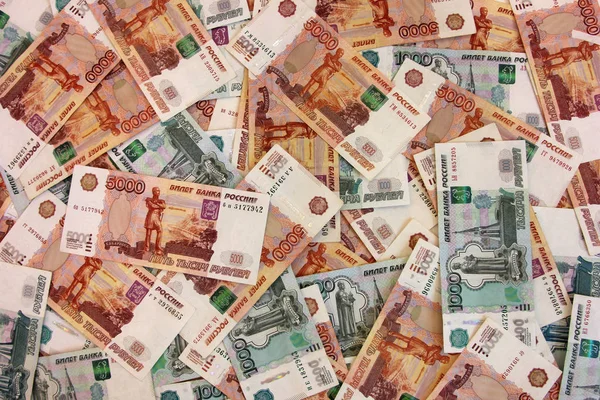Banknotów Rubli Rosyjski Pieniądze Dużo Pieniędzy — Zdjęcie stockowe