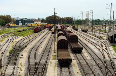 Augsburg tren istasyonunun yük treni alan