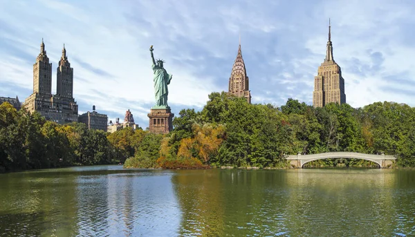 Нью-Йорк Коллаж Центрального парка и достопримечательностей Нью-Йорка — стоковое фото