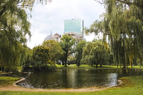 stock image Boston Common and Public Garden with beautiful lake