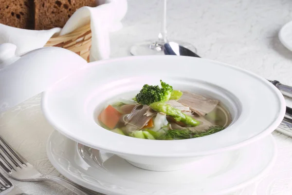 Dietary green soup with vegetables