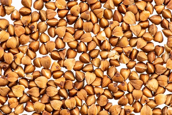 Beyaz Zemin Üzerinde Karabuğday Kahverengi Tohumlar — Stok fotoğraf