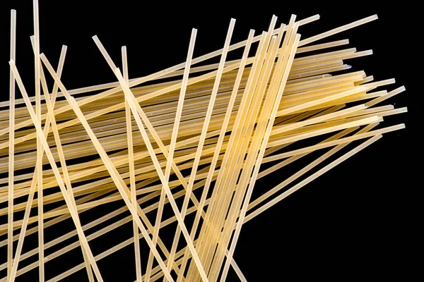 Pasta Spaghetti Shells Rings Bows Black White Background Top View — Stock Photo, Image