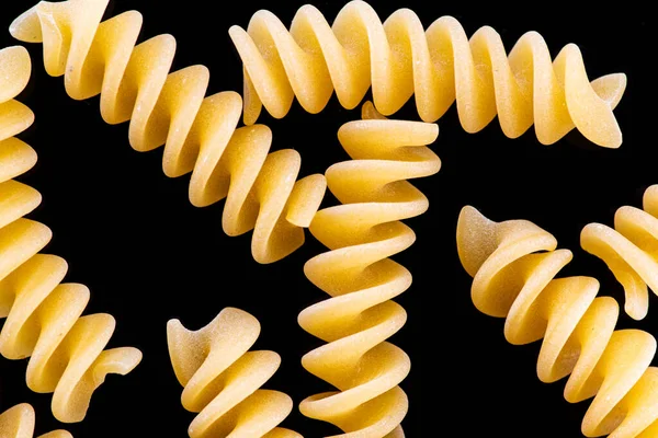 Pasta Spaghetti Shells Rings Bows Black White Background Top View — Stock Photo, Image