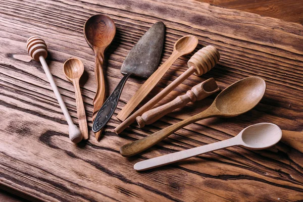 cutlery made of wood for spices and cooking