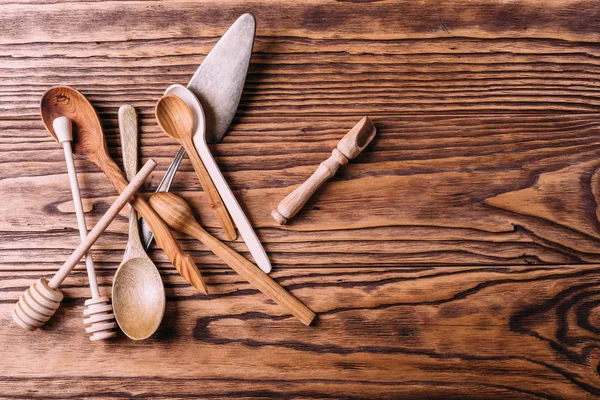 Cubiertos Madera Para Especias Cocción — Foto de Stock