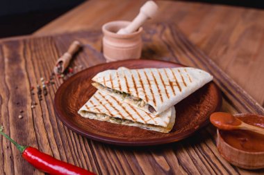 Quesadilla Meksika breakfas baharatlı yiyecek puebla Meksika