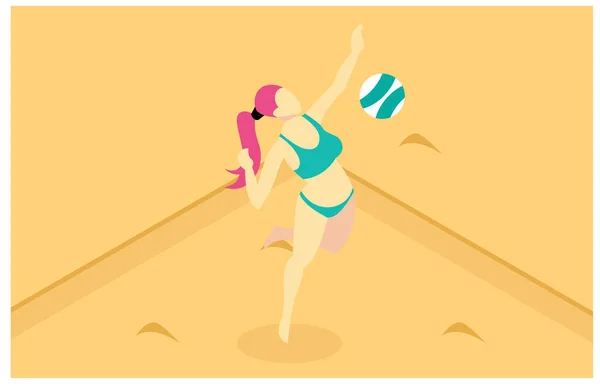 pessoas jogar voleibol em a de praia - a conceito do de praia voleibol é  uma popular esporte, ativo jogos em a de praia. vetor plano ilustração  24183594 Vetor no Vecteezy