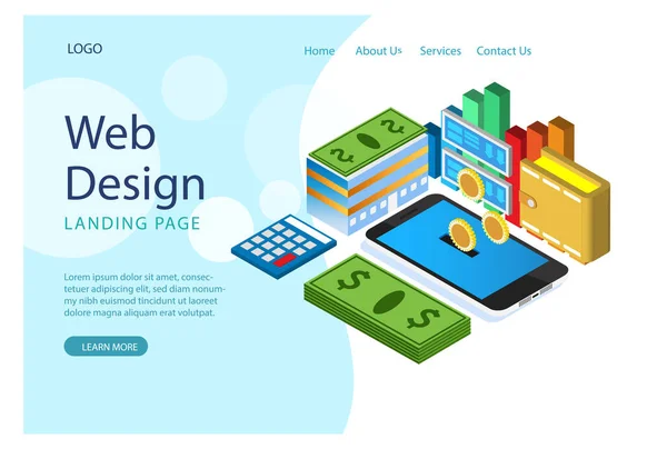 Game landing page home and online playing concept Vector Image