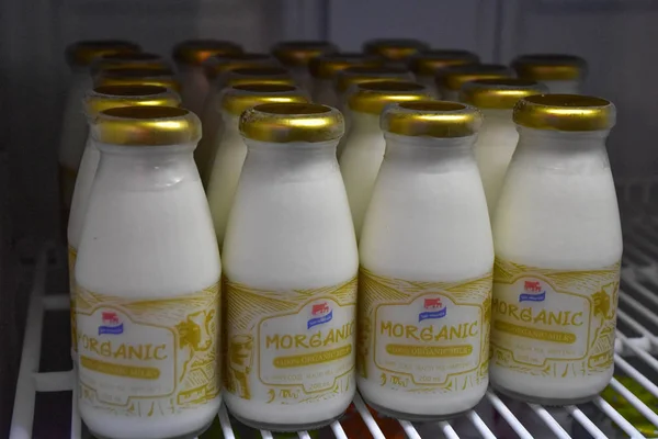 Udon thani, Tayland: 20 Nisan 2018: satır Tay-Danimarka süt buzdolabında.