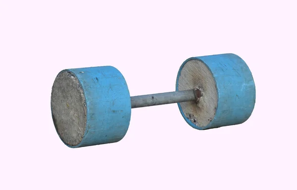 D.I.Y. dumbbell from PVC pipe, iron pipe and cement on white background with clipping path.