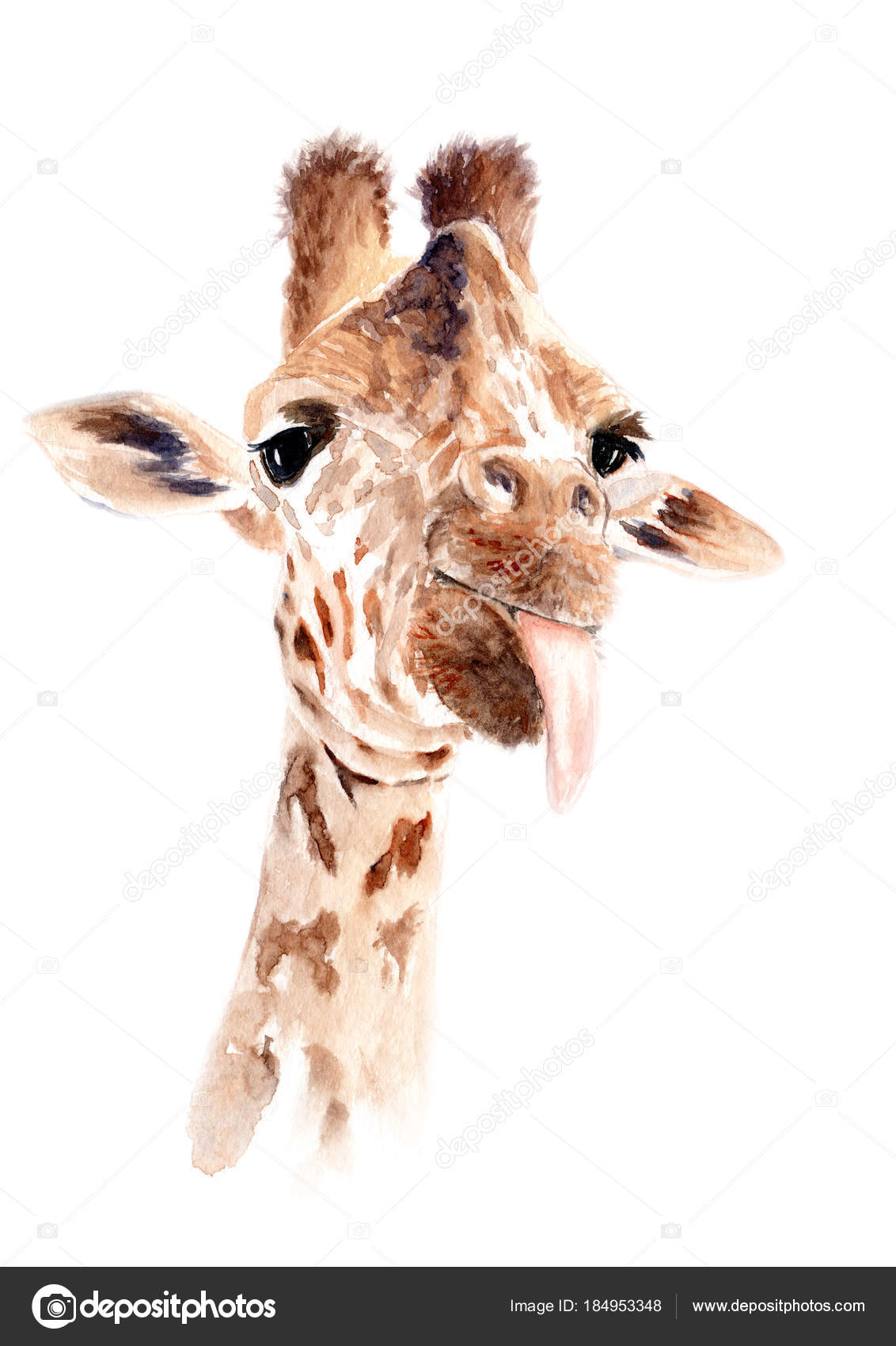 Watercolor Drawing Giraffe Tongue — Stock Photo © toshka81 #184953348