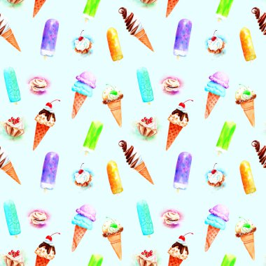 dondurma ve pasta çizim suluboya