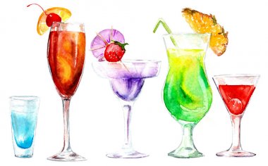 Sulu Boya çizim kokteyller