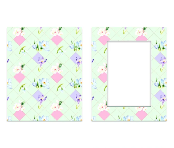 水彩花卡片，双面的，祝贺妇女日，节假日 — 图库照片