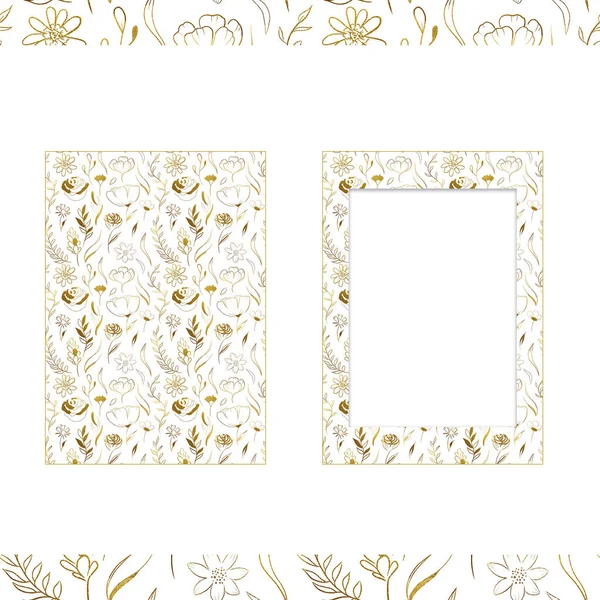 Gold Floral Card Two Sided Congratulations Women Day Holiday Wedding — Stock Photo, Image