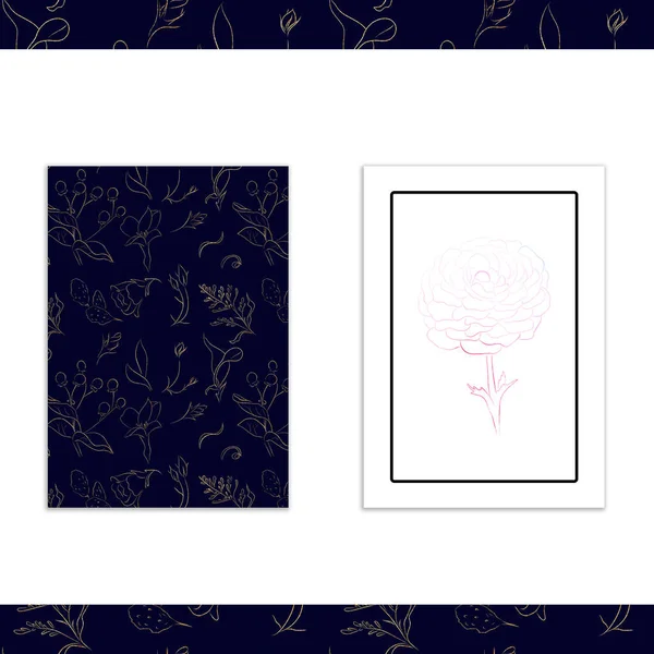 Akvarell virágkártya, kétoldalas, gratulálok az ünnephez — Stock Fotó