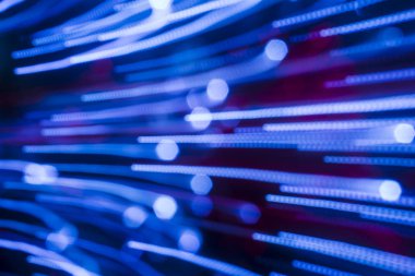 parlak mavi bokeh süs ışıkları arka plan etkisi zoom ile,